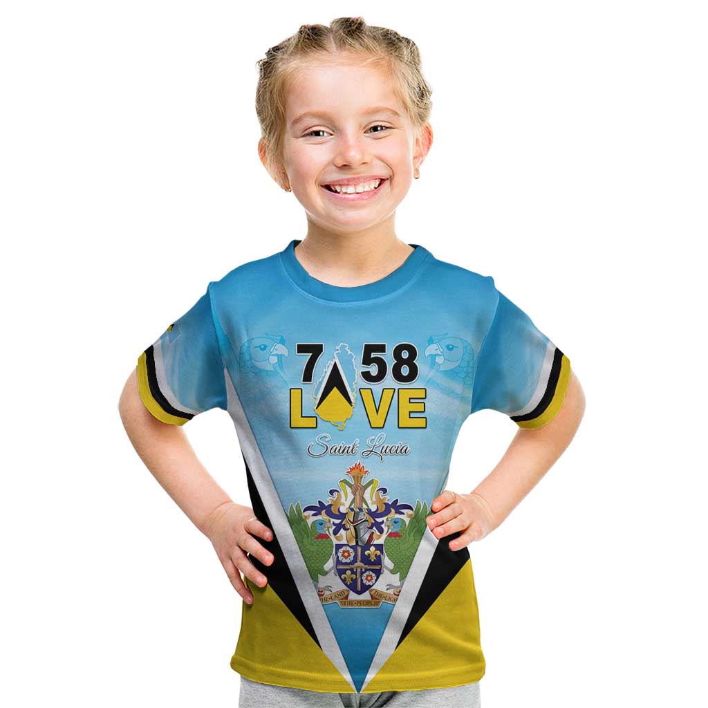 Personalised Saint Lucia 758 Kid T Shirt With Coat Of Arms