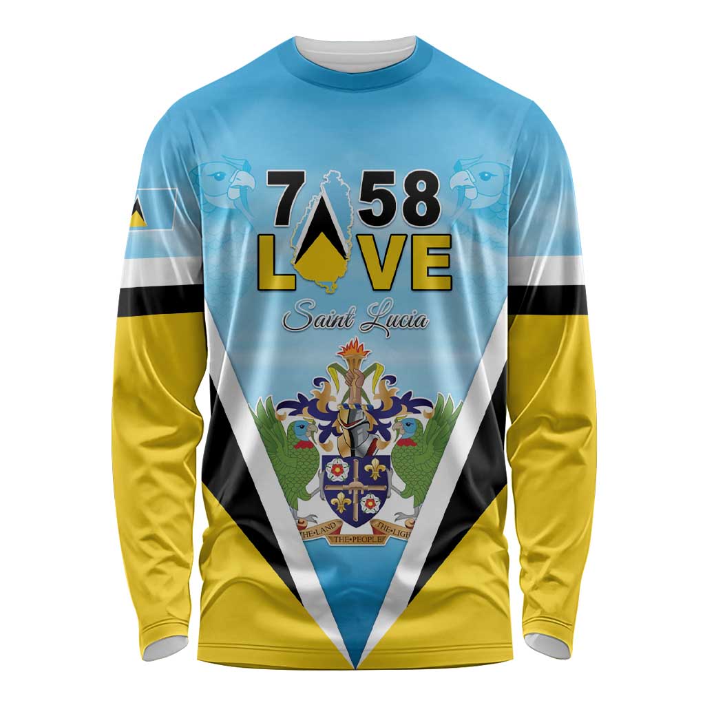 Personalised Saint Lucia 758 Long Sleeve Shirt With Coat Of Arms