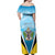 Personalised Saint Lucia 758 Off Shoulder Maxi Dress With Coat Of Arms