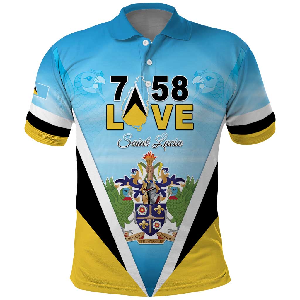 Personalised Saint Lucia 758 Polo Shirt With Coat Of Arms