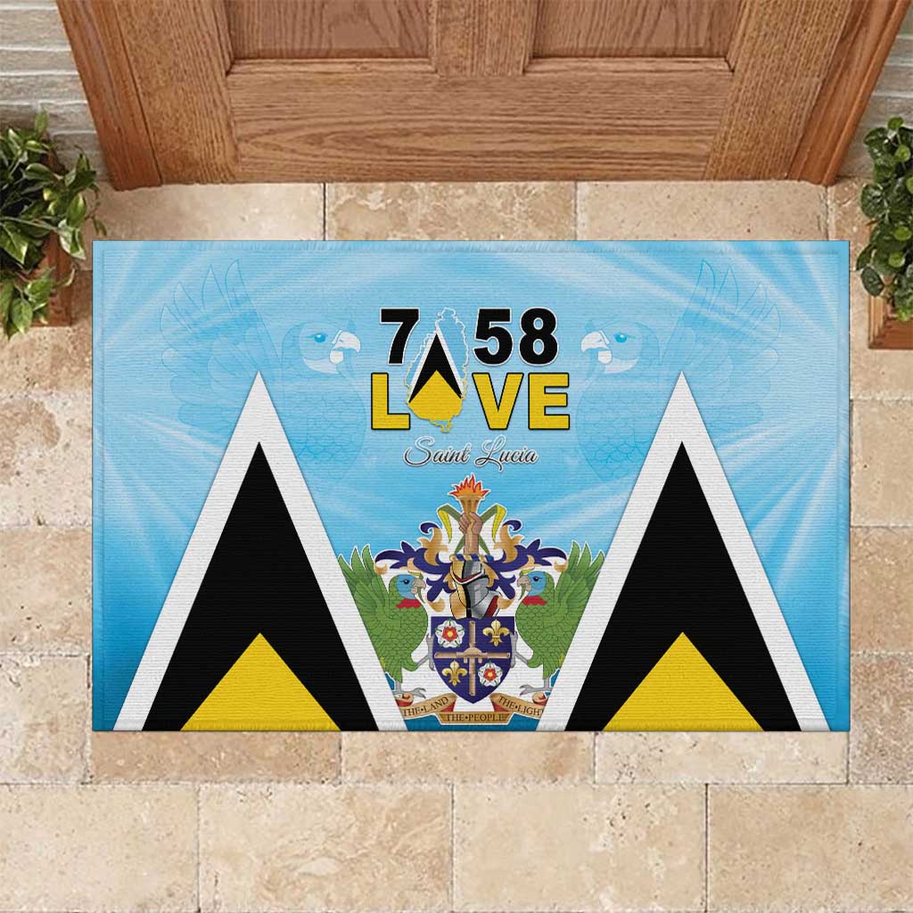 Saint Lucia 758 Rubber Doormat With Coat Of Arms