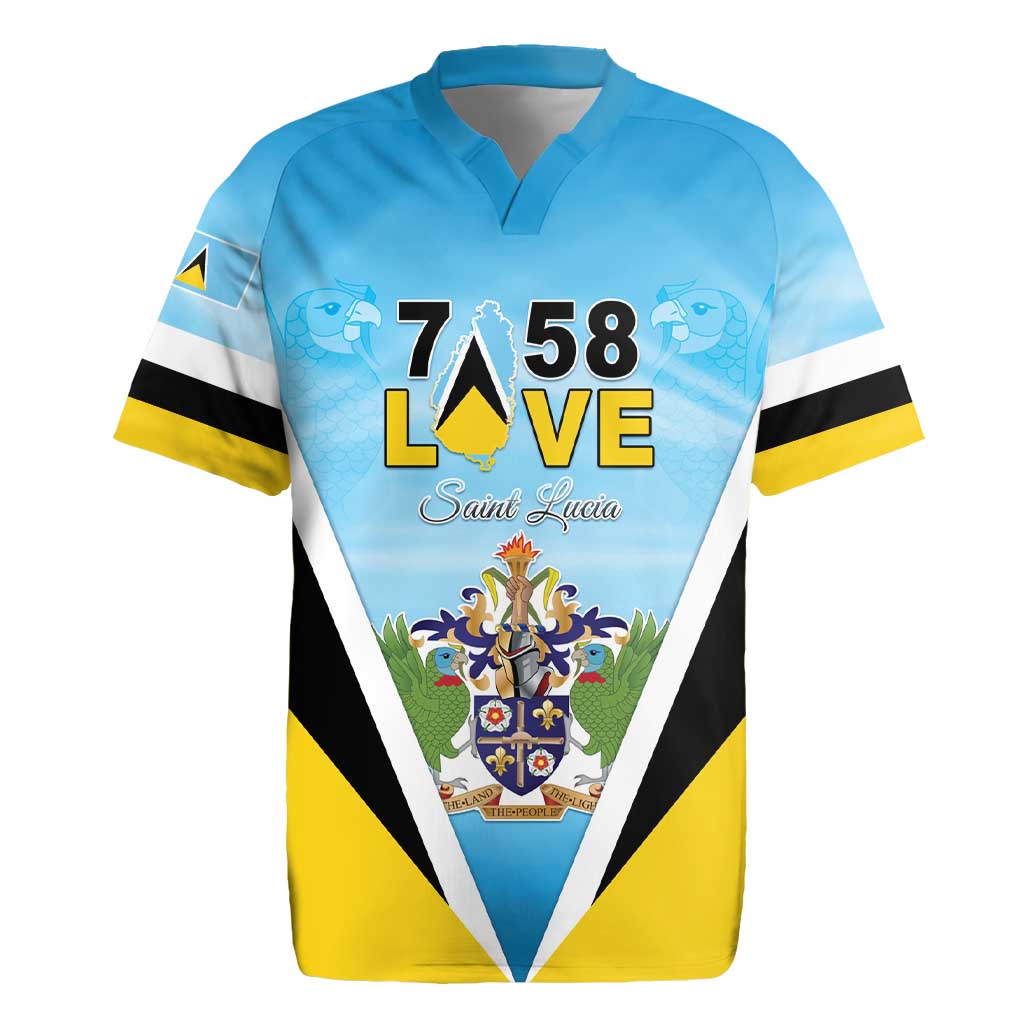 Personalised Saint Lucia 758 Rugby Jersey With Coat Of Arms