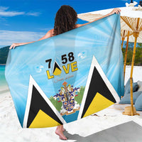 Blue sarong with coat of arms print and black/yellow triangle graphic, laid out
