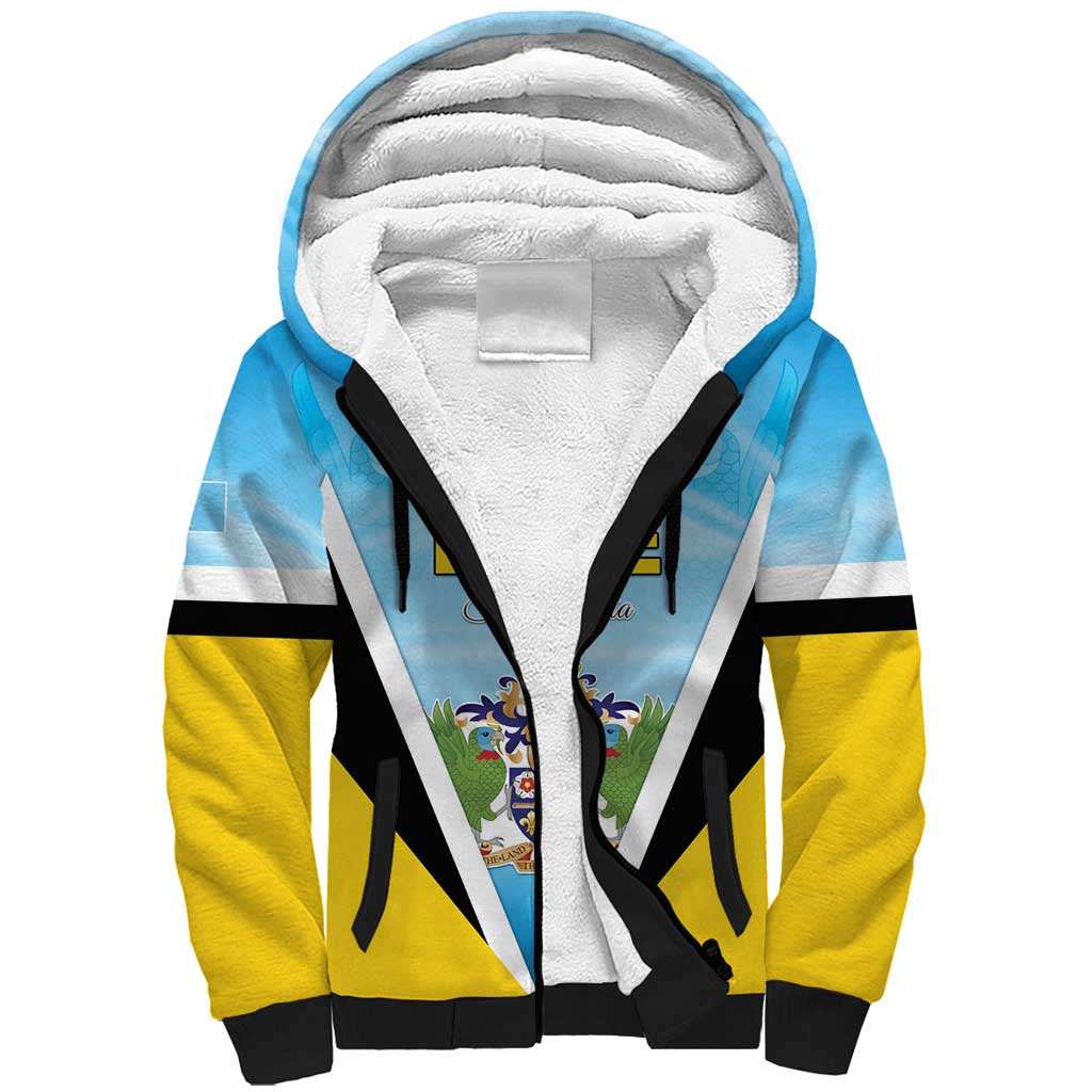 Personalised Saint Lucia 758 Sherpa Hoodie With Coat Of Arms