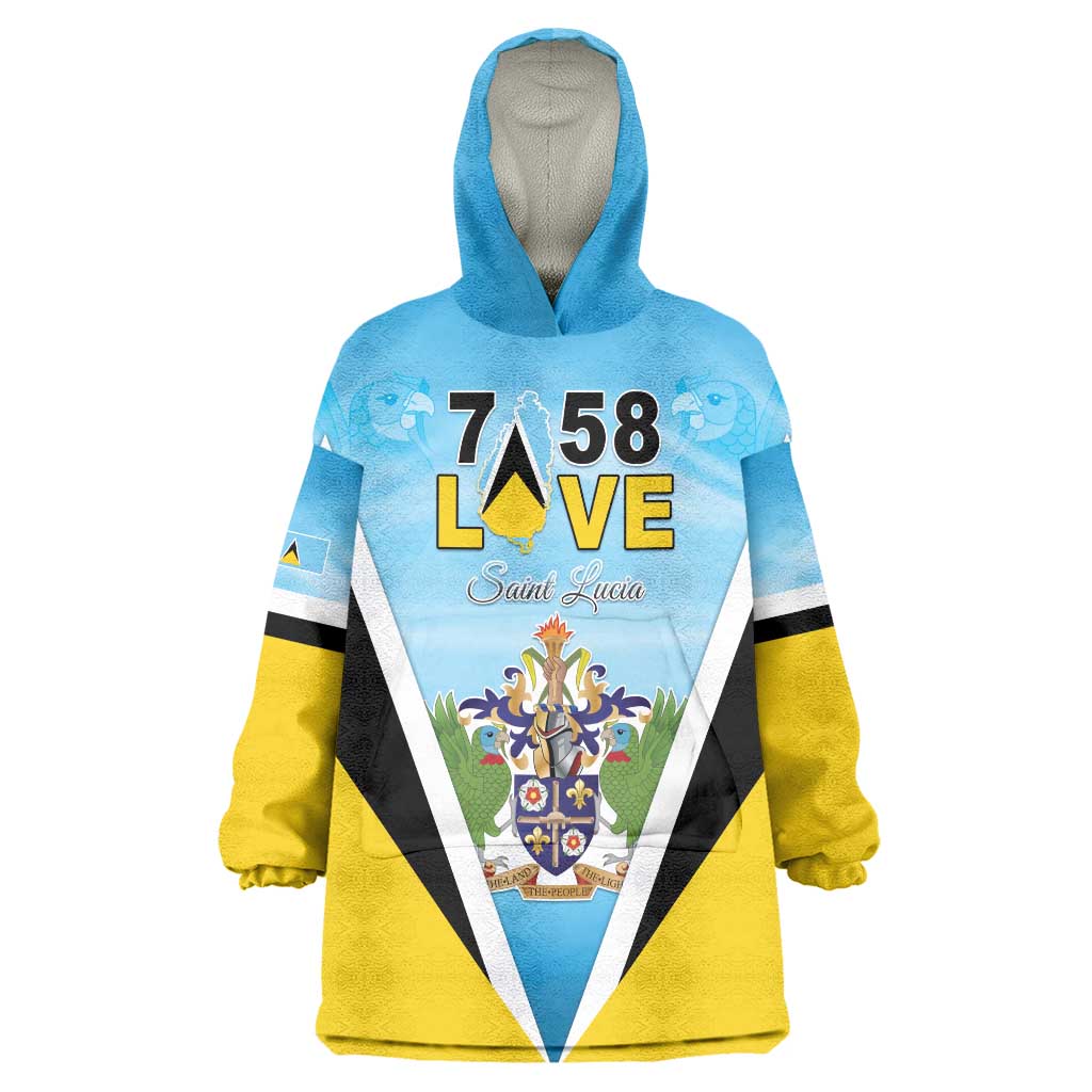 Personalised Saint Lucia 758 Wearable Blanket Hoodie With Coat Of Arms