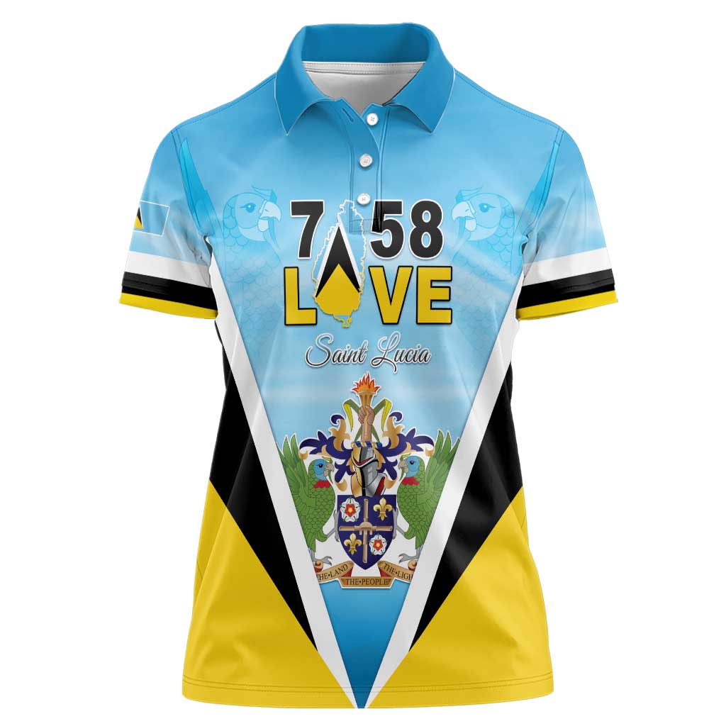 Personalised Saint Lucia 758 Women Polo Shirt With Coat Of Arms