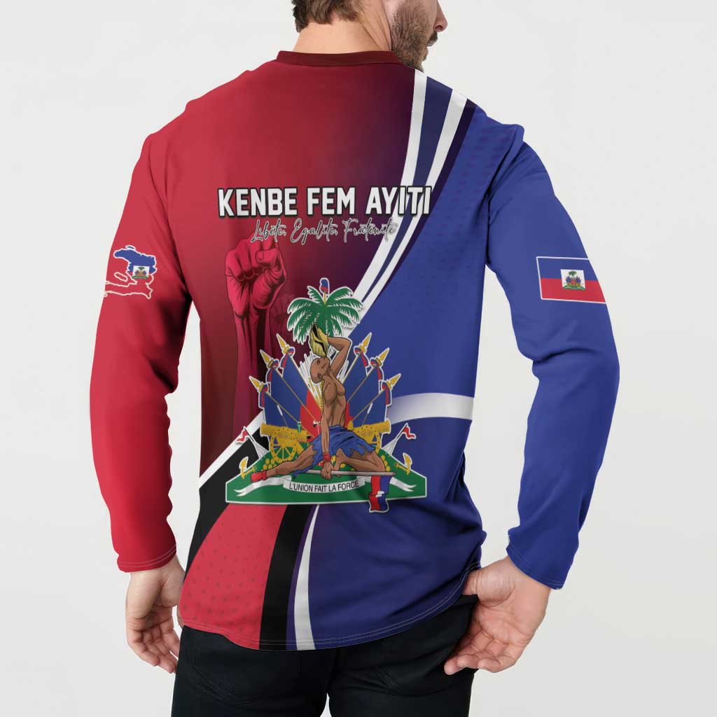 Haiti Strong Button Sweatshirt Kenbe Fem Ayiti