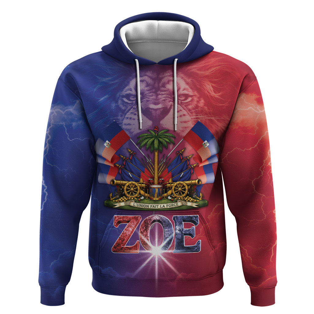 Haitian Zoe Hoodie Roaring Lion With Coat Of Arms