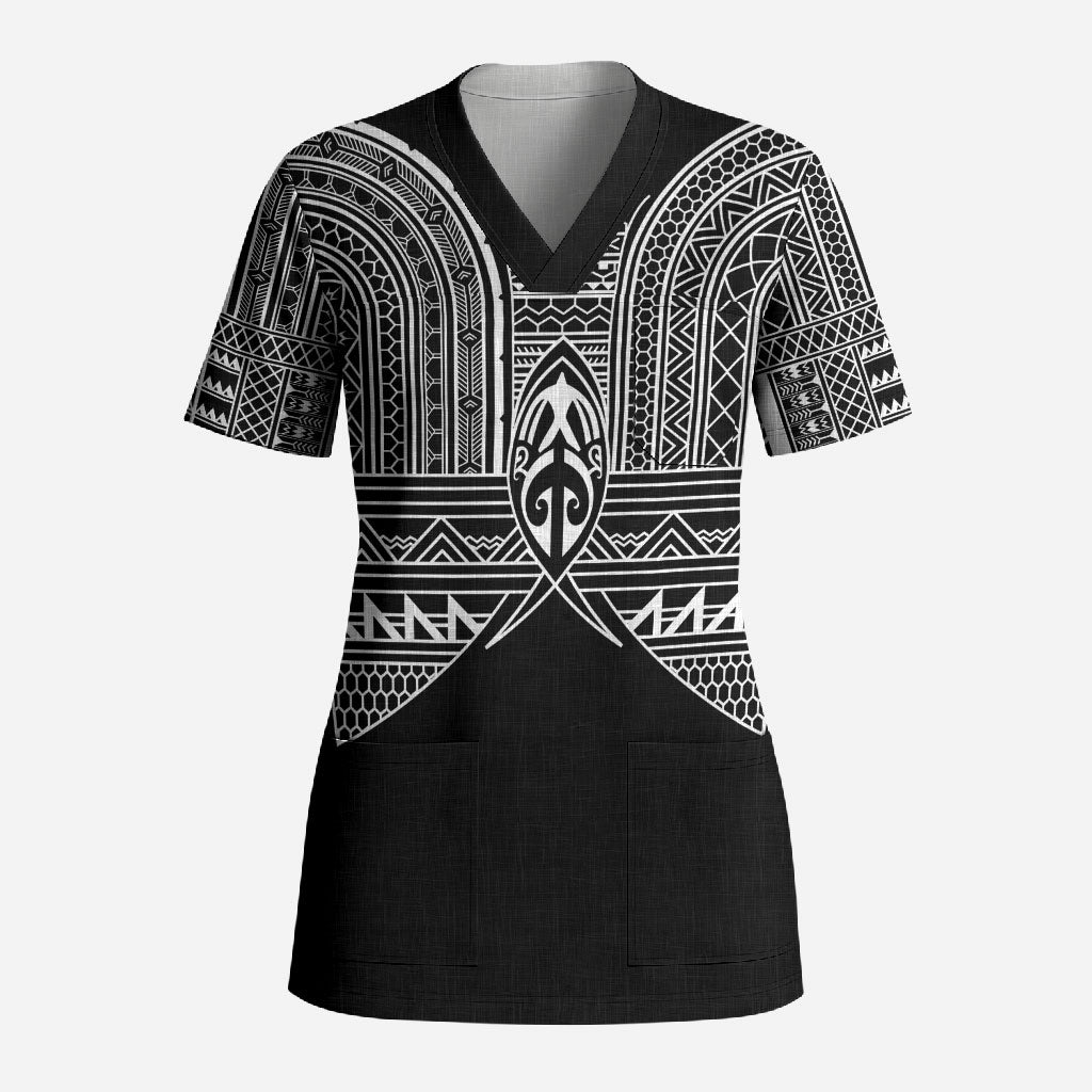 Philippines Igorot Tribal Inspired Scrub Top Black Version