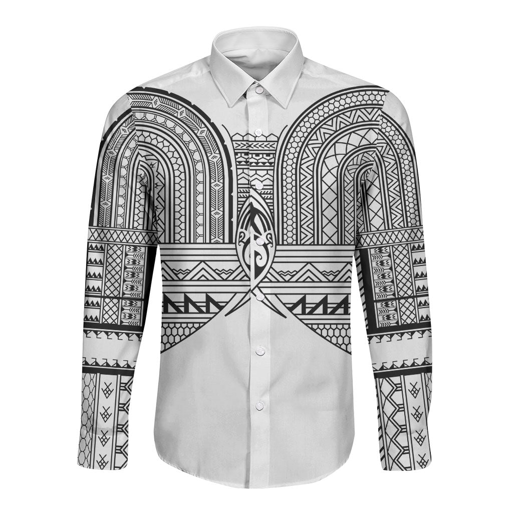 Philippines Igorot Tribal Inspired Long Sleeve Button Shirt White Version