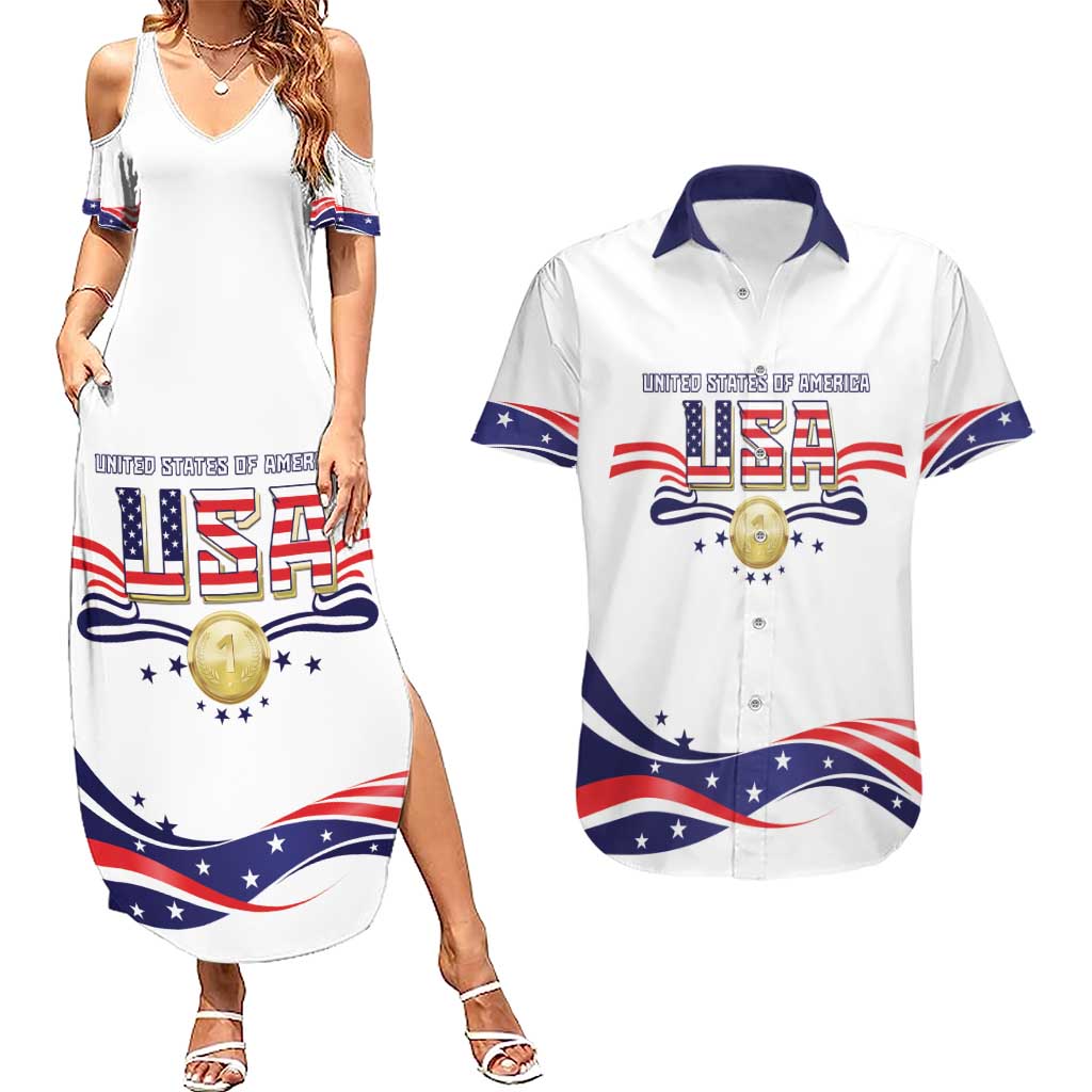 Custom USA 2024 Couples Matching Summer Maxi Dress and Hawaiian Shirt Summer Sport Go United States LT05 - Wonder Print Shop