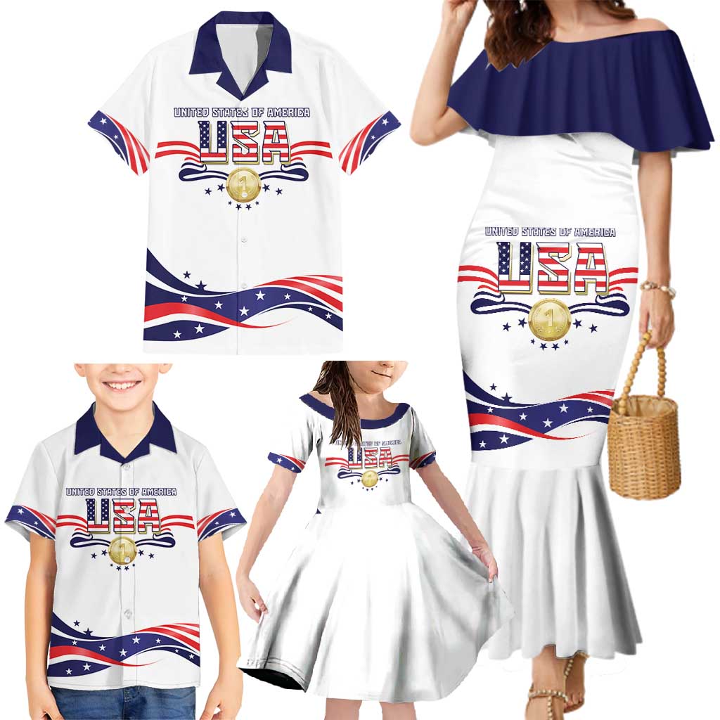 Custom USA 2024 Family Matching Mermaid Dress and Hawaiian Shirt Summer Sport Go United States LT05 - Wonder Print Shop