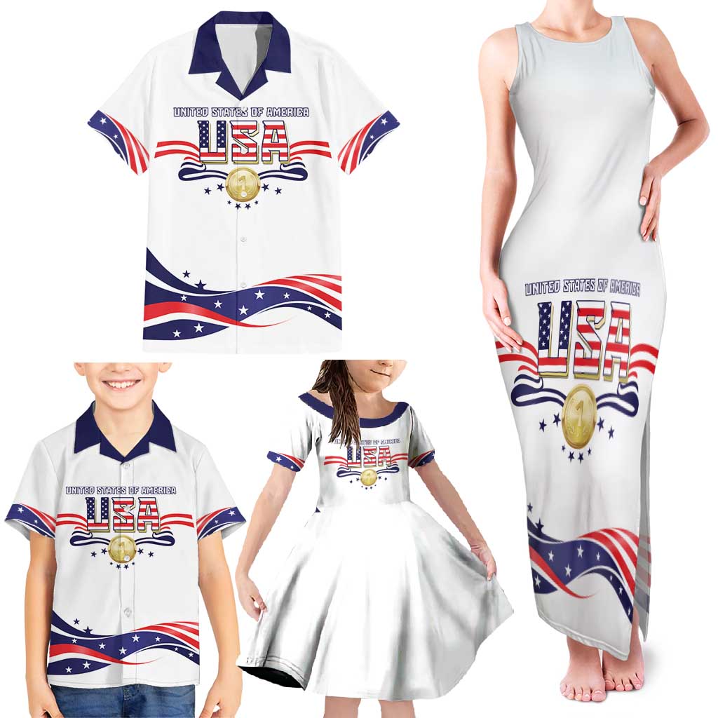 Custom USA 2024 Family Matching Tank Maxi Dress and Hawaiian Shirt Summer Sport Go United States LT05 - Wonder Print Shop