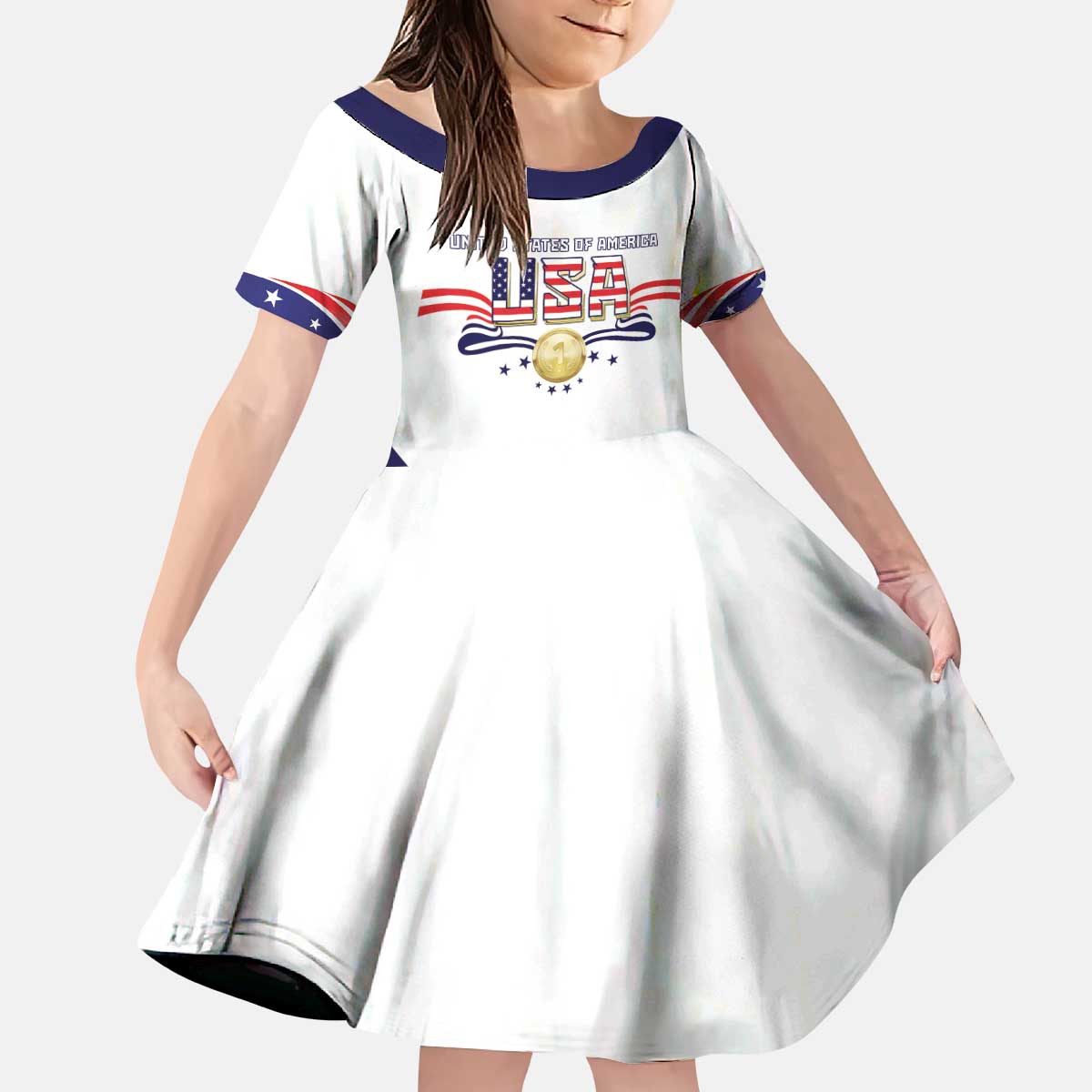 Custom USA 2024 Kid Short Sleeve Dress Summer Sport Go United States LT05 - Wonder Print Shop