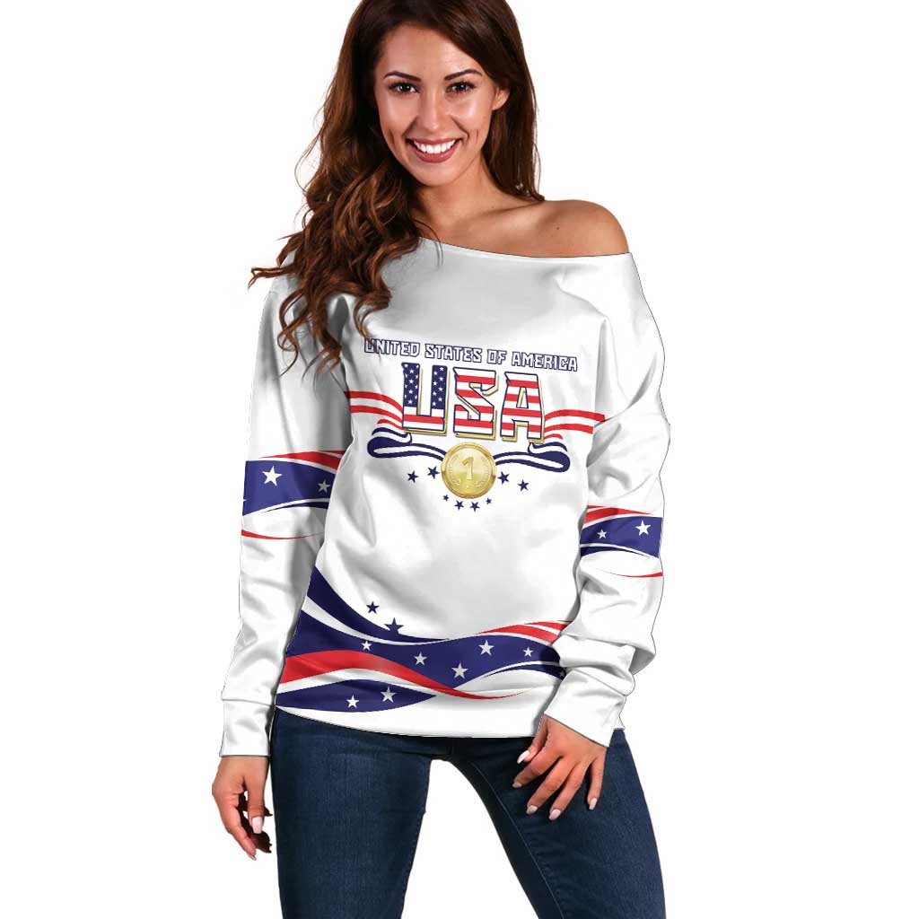 Custom USA 2024 Off Shoulder Sweater Summer Sport Go United States LT05 - Wonder Print Shop