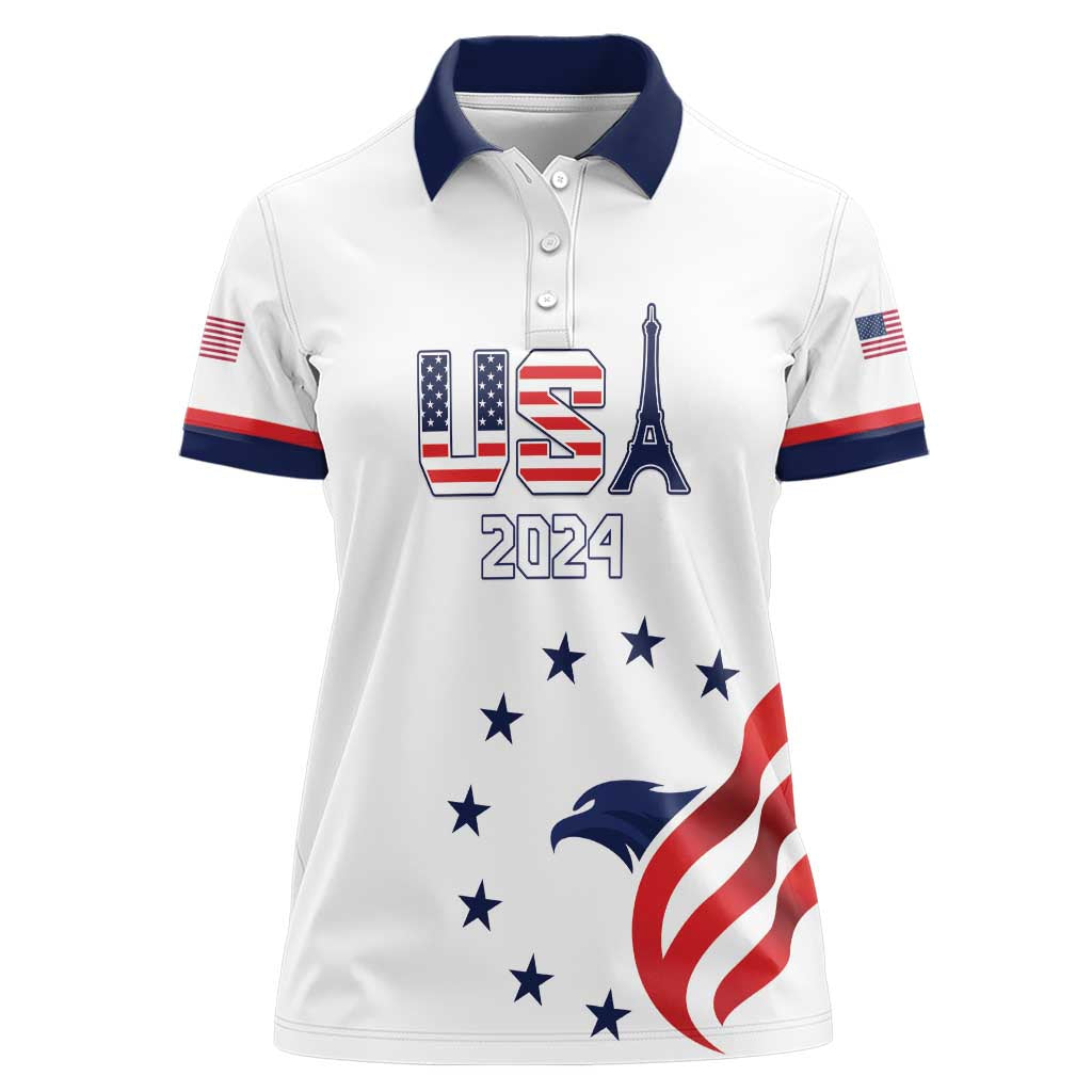 Custom USA 2024 Paris Women Polo Shirt United States Sport LT05 - Wonder Print Shop