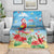 Hawaii Christmas Blanket Funny Macaw Parrot Tropical Vibe