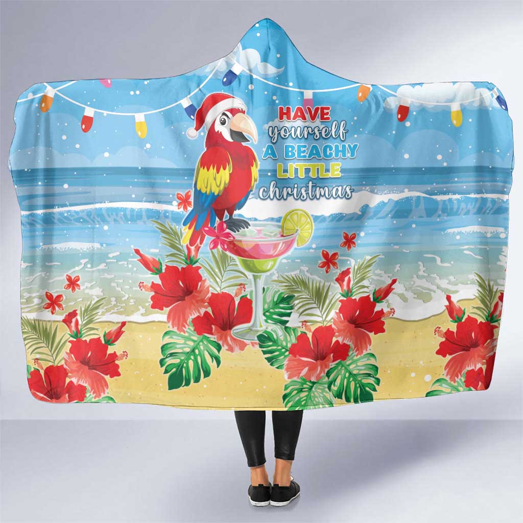 Hawaii Christmas Hooded Blanket Funny Macaw Parrot Tropical Vibe