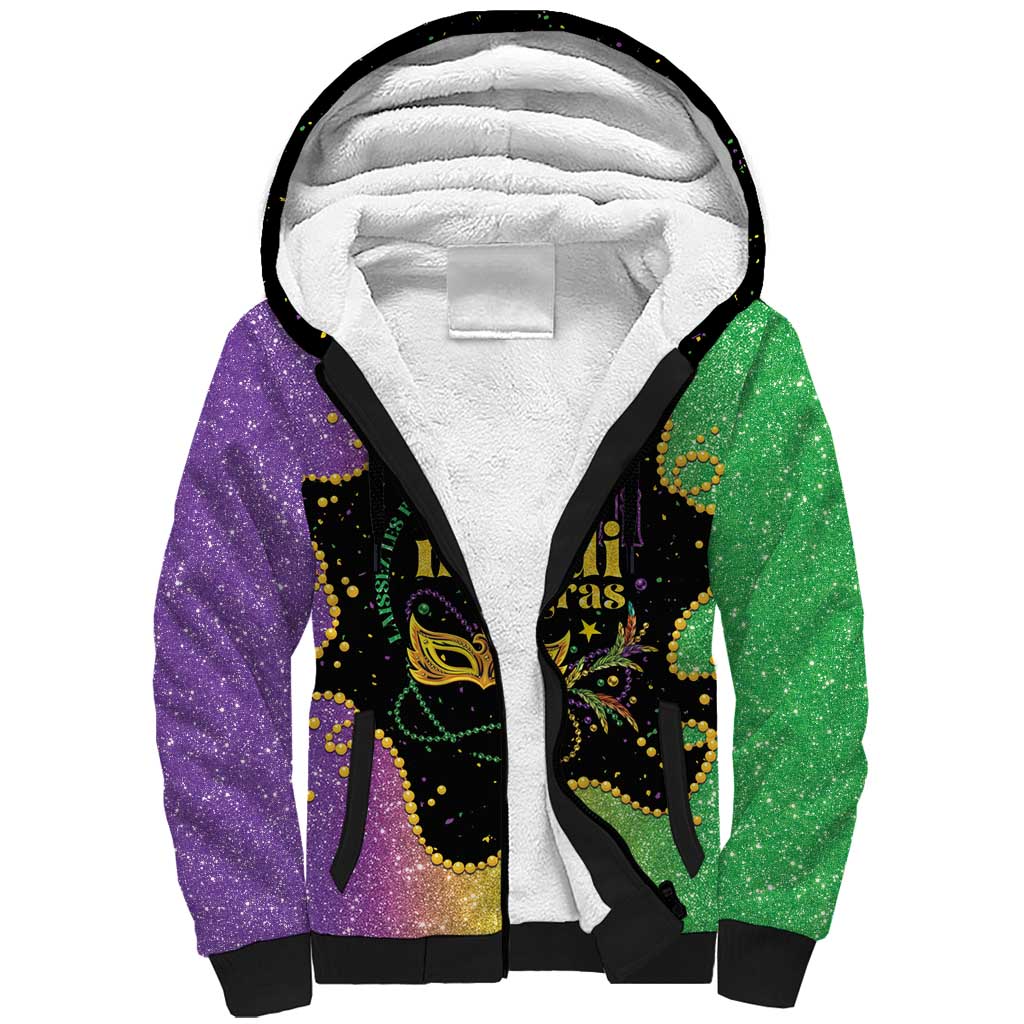 Mardi Gras Sherpa Hoodie Laissez Les Bons Temps Rouler LT05 - Wonder Print Shop