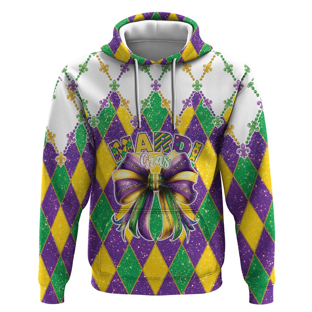 Love Mardi Gras Hoodie Coquette Bow Glitter Style