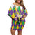 Love Mardi Gras Off Shoulder Short Dress Coquette Bow Glitter Style