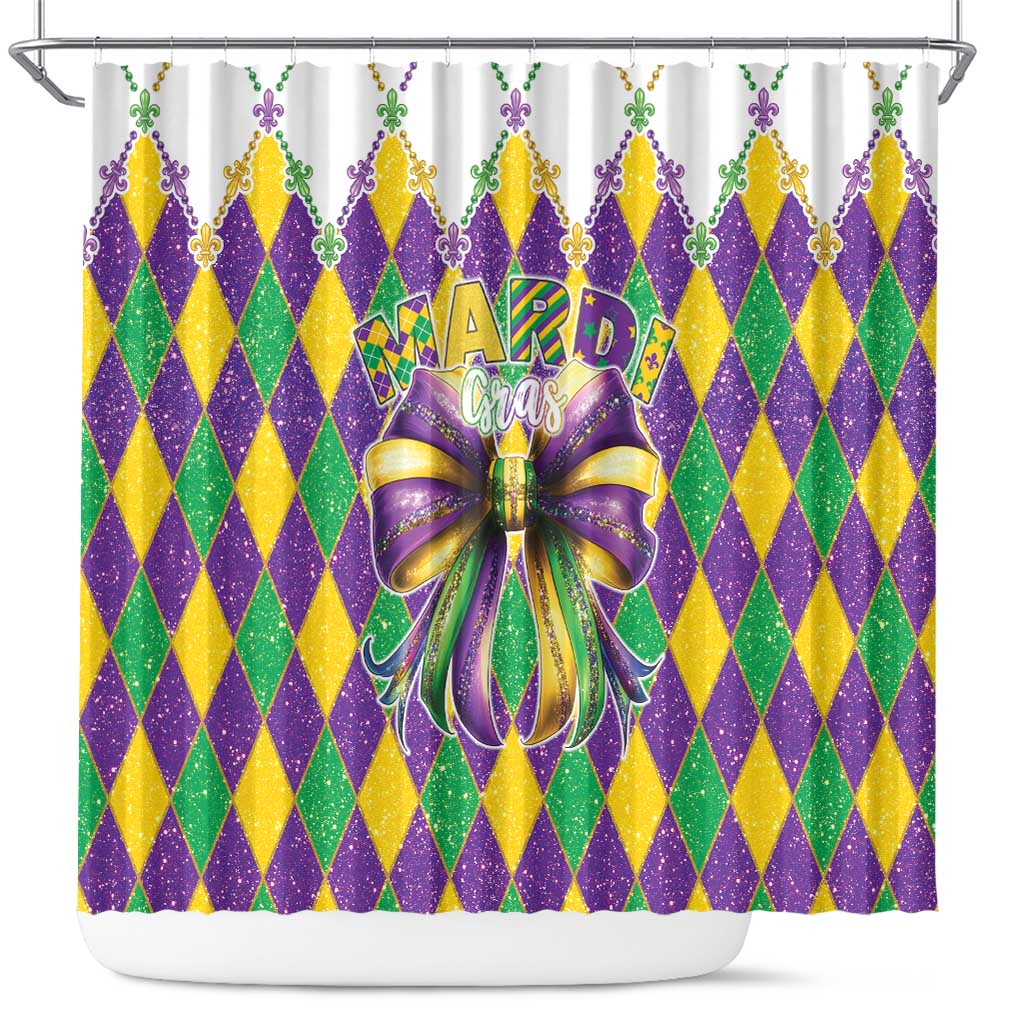 Love Mardi Gras Shower Curtain Coquette Bow Glitter Style LT05 - Wonder Print Shop