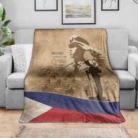 Memorial Day blanket in tan with soldier silhouette, “Home of the Free” text and Philippines flag stripes