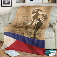 Memorial Day blanket in tan with soldier silhouette and “Home of the Free” text over Philippines flag stripes