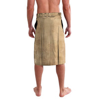 Brown lavalava wrap skirt with drawstring tie and vertical seam details