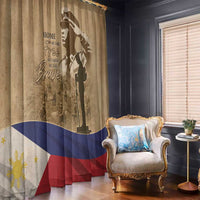 Brown curtain set with soldier silhouette and “Home of the Free because of the Brave” text