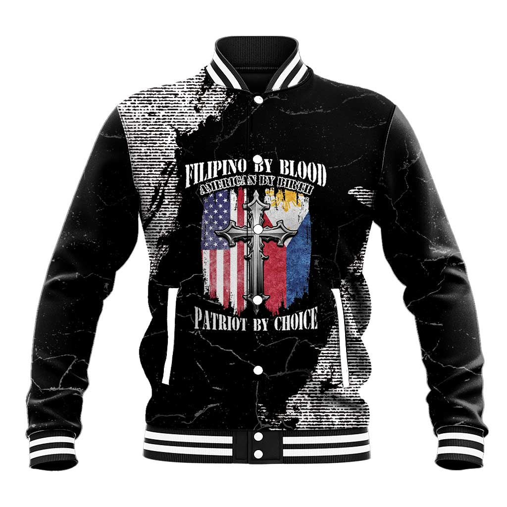 Personalized Philippines And USA Baseball Jacket Grunge Style