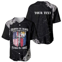 Black grunge baseball jersey front patriotic print and back 'YOUR TEXT'