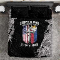 Black grunge bedding set with flag-and-cross graphic on duvet and two pillowcases