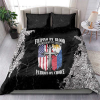 Black bedding set with flag-and-cross graphic duvet and two black pillowcases