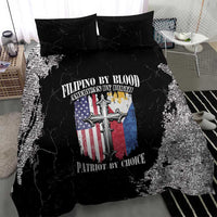 Black bedding set with flag-and-cross graphic duvet and two black pillowcases