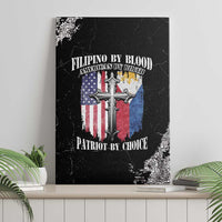 Black canvas wall art featuring cross, Philippines and USA flag colors with grunge lettering