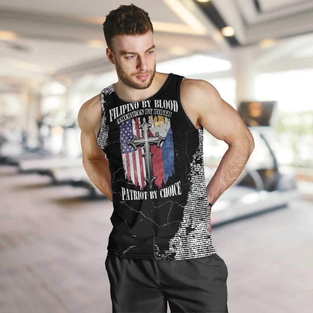 Personalized Philippines And USA Men Tank Top Grunge Style