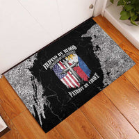 Black rubber doormat with grunge cross and Philippines/USA patriotic text