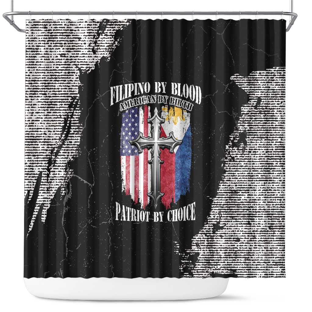 Philippines And USA Shower Curtain Grunge Style LT05 - Wonder Print Shop