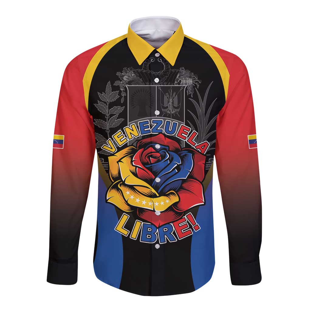 Venezuela Libre Long Sleeve Button Shirt Freedom And National Pride - Wonder Print Shop