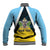 Personalised Saint Lucia Baseball Jacket Coat Of Arm With Palm Leaf Pattern