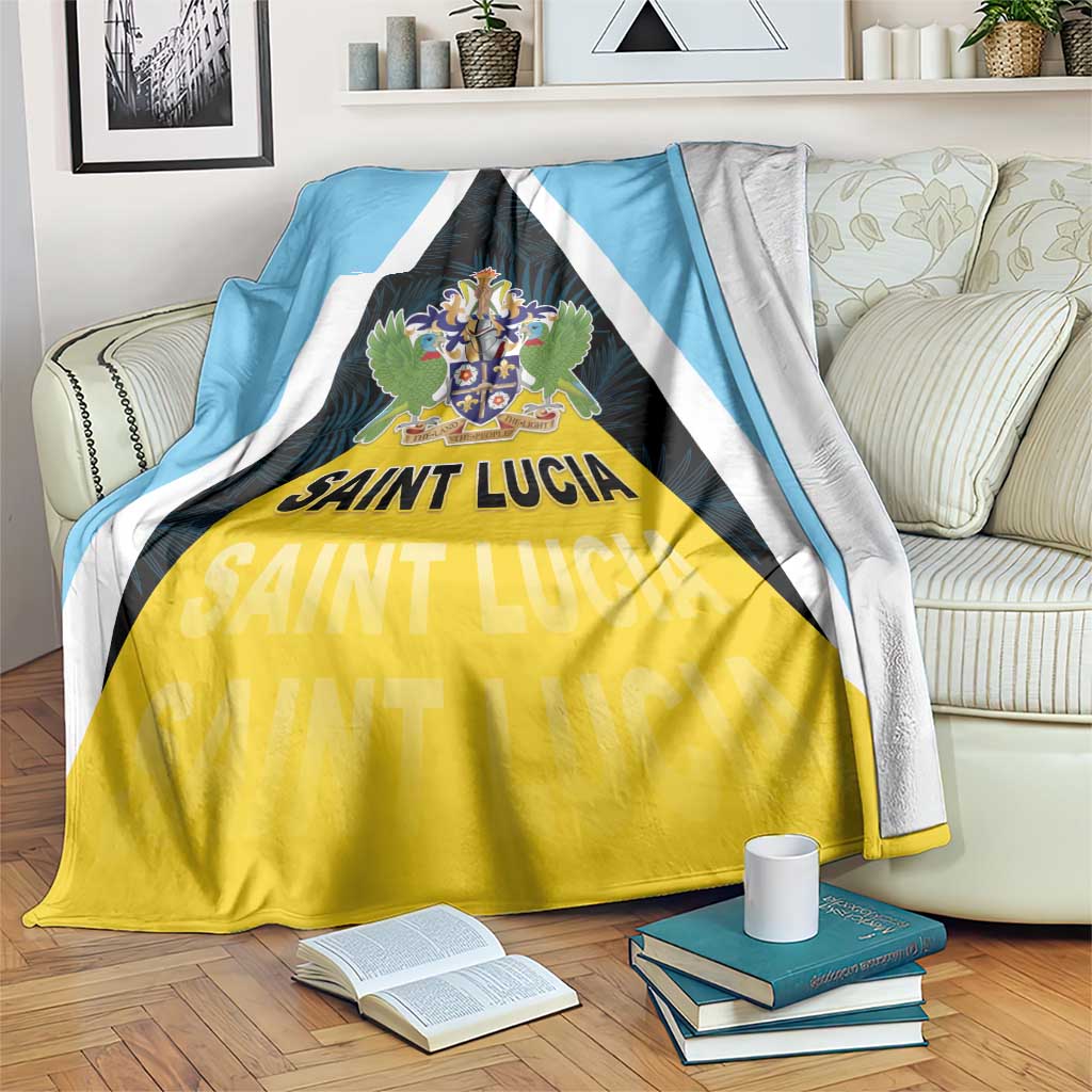 Saint Lucia Blanket Coat Of Arm With Palm Leaf Pattern