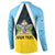 Personalised Saint Lucia Button Sweatshirt Coat Of Arm With Palm Leaf Pattern