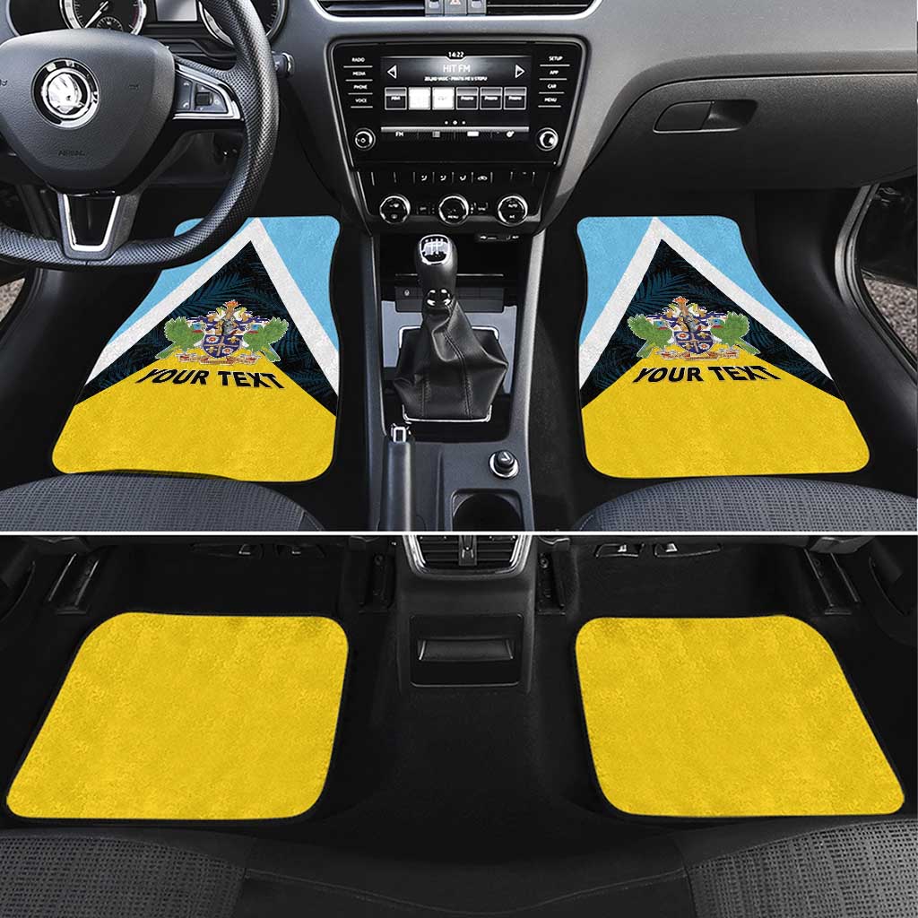 Saint Lucia Car Mats Coat Of Arm With Palm Leaf Pattern