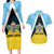 Personalised Saint Lucia Couples Matching Long Sleeve Bodycon Dress and Hawaiian Shirt Coat Of Arm With Palm Leaf Pattern