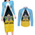 Personalised Saint Lucia Couples Matching Long Sleeve Bodycon Dress and Long Sleeve Button Shirt Coat Of Arm With Palm Leaf Pattern