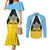 Personalised Saint Lucia Couples Matching Mermaid Dress and Long Sleeve Button Shirt Coat Of Arm With Palm Leaf Pattern