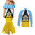 Personalised Saint Lucia Couples Matching Mermaid Dress and Long Sleeve Button Shirt Coat Of Arm With Palm Leaf Pattern