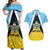 Personalised Saint Lucia Couples Matching Off Shoulder Maxi Dress and Hawaiian Shirt Coat Of Arm With Palm Leaf Pattern