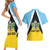 Personalised Saint Lucia Couples Matching Short Sleeve Bodycon Dress and Hawaiian Shirt Coat Of Arm With Palm Leaf Pattern